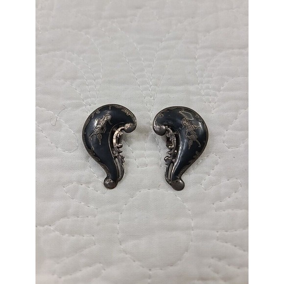 VINTAGE SIAM SILVER DANCING GIRL CLIP ON EARRINGS SET MARKED  Vintage 925 Sterling Silver Siam Earrings Dancing Girl Clip On